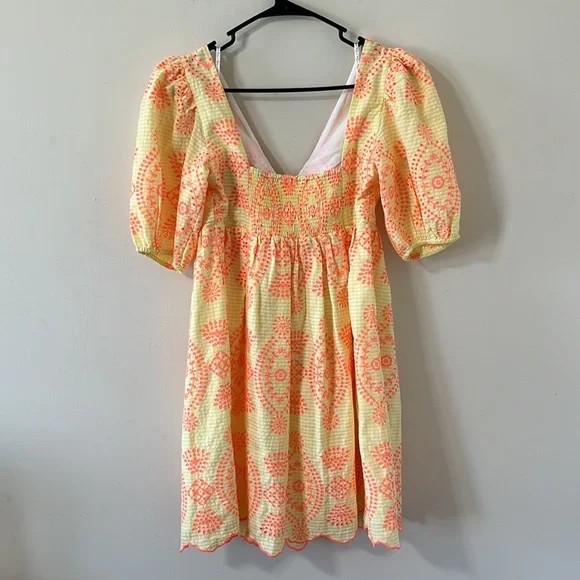 Lilly Pulitzer Sarafina Eyelet Babydoll Dress Calla Yellow Gingham NWT Size 2 - Picture 8 of 14